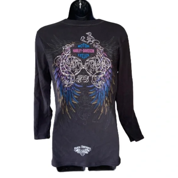 Harley Davidson graphic long sleeve women’s black shirt size large - Picture 3 of 4